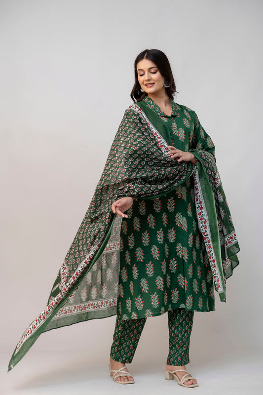 Cotton Green Kurti set