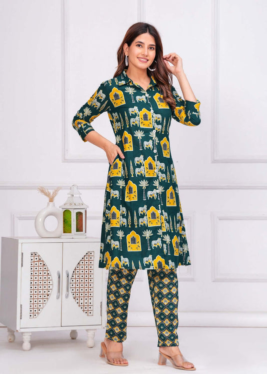 Green Kurti Set