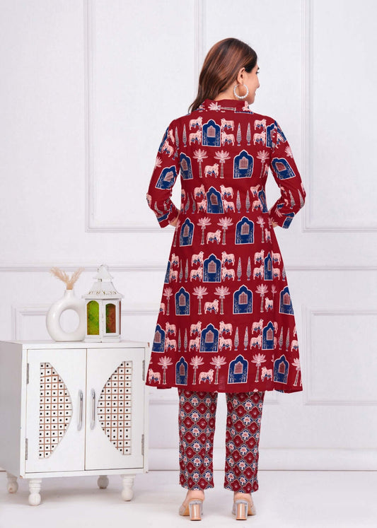 Printed Cotton Kurta Set for Women