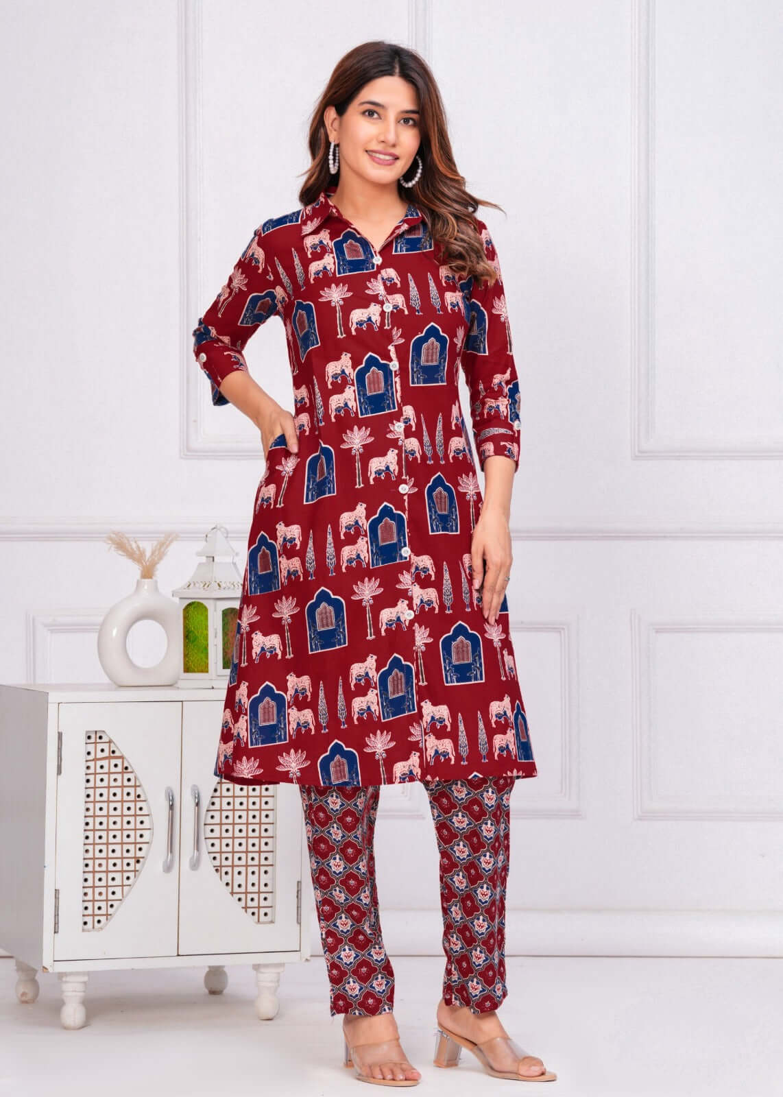 Printed Cotton Kurta Set for Women