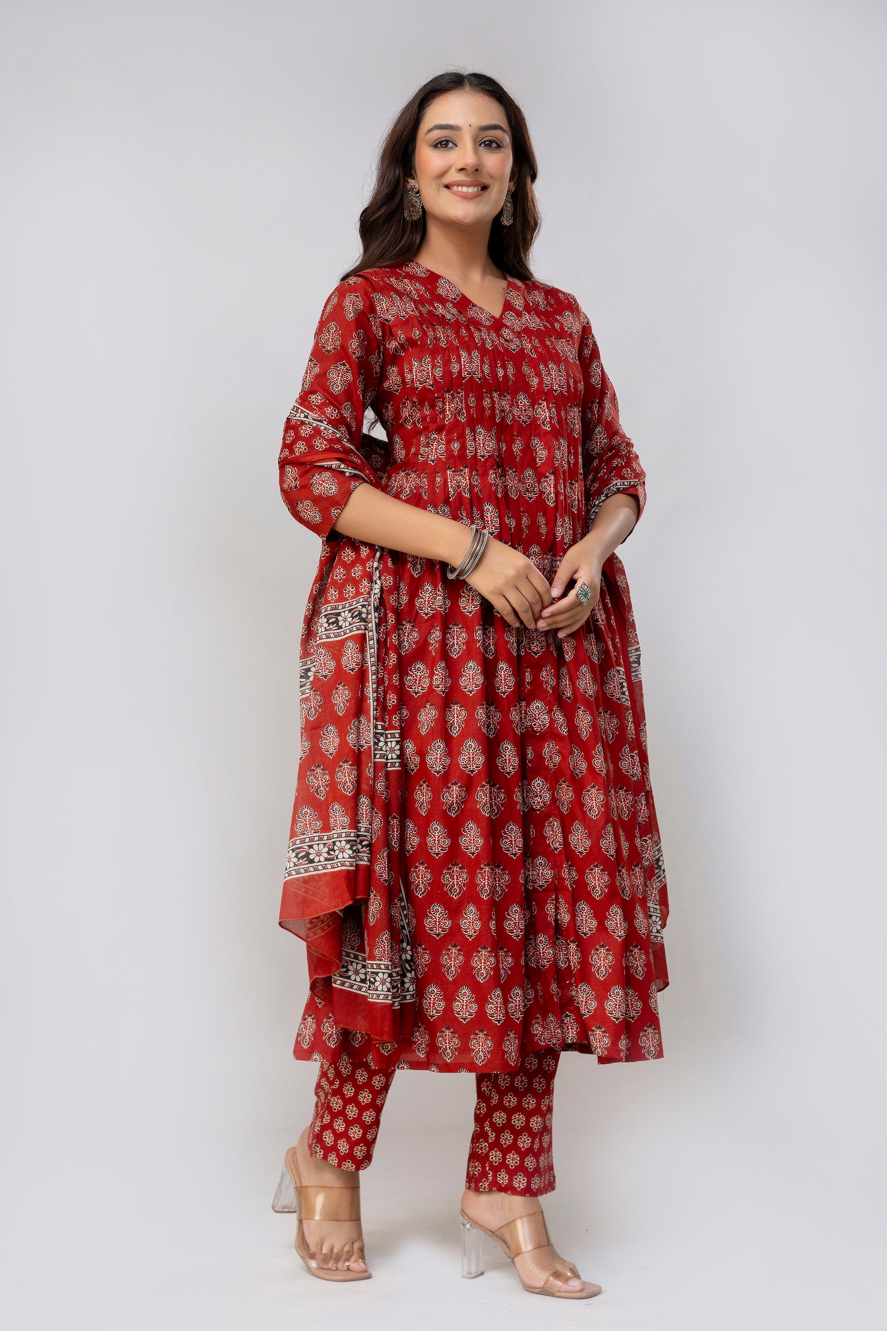 Red Kurti Set