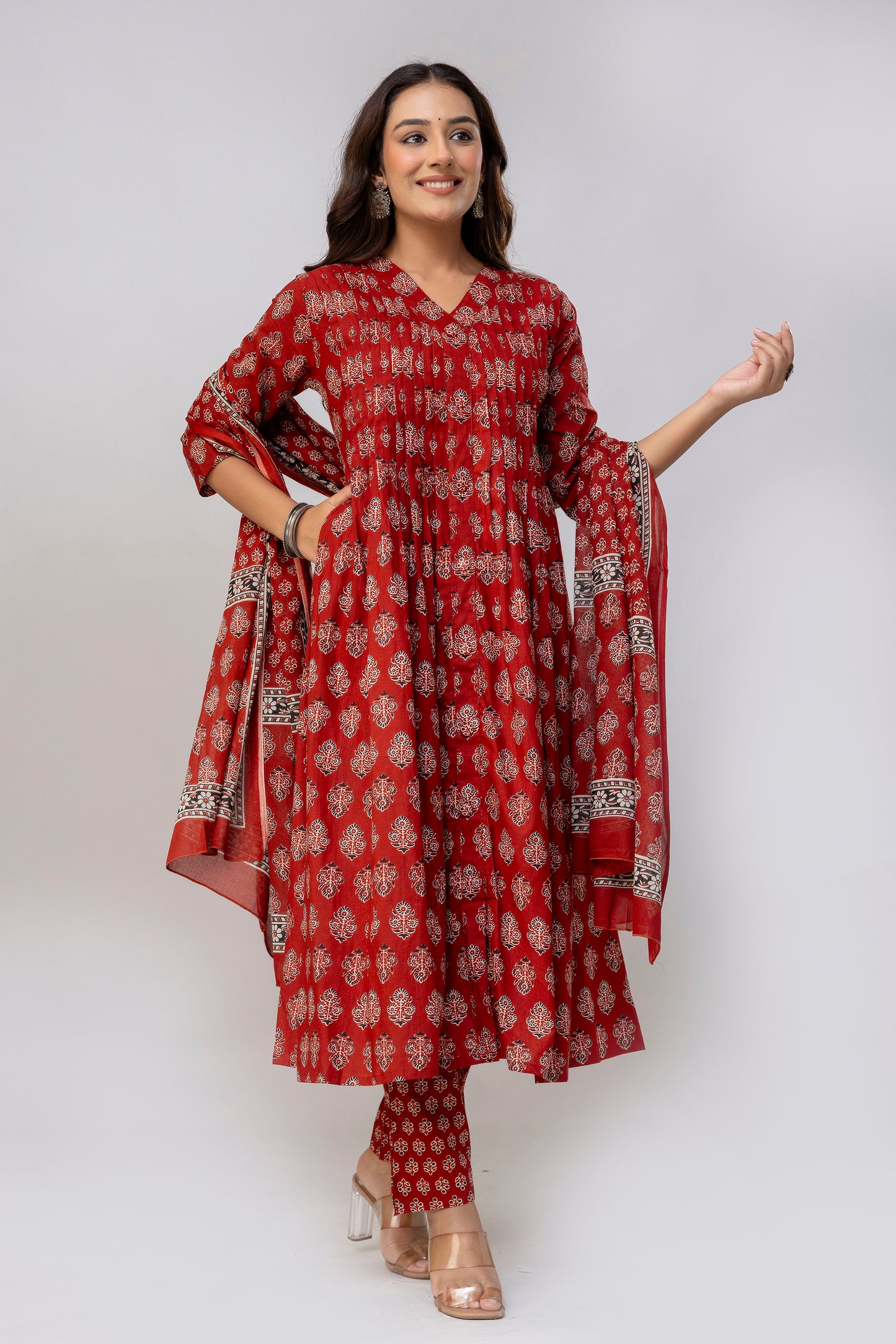 Red Kurti Set
