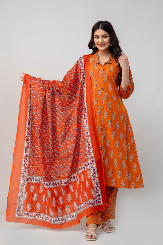 Orange Kurti Set
