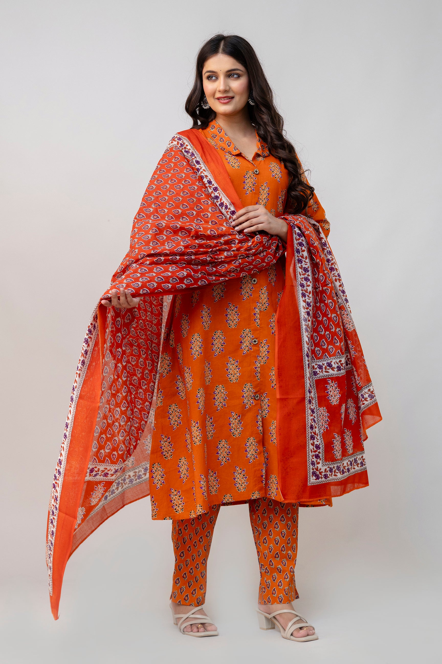 Orange Kurti Set