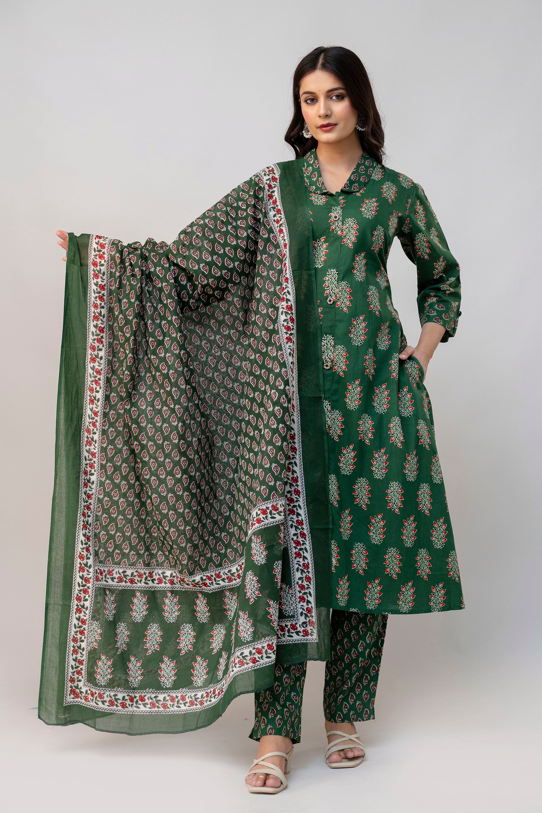 Cotton Green Kurti set