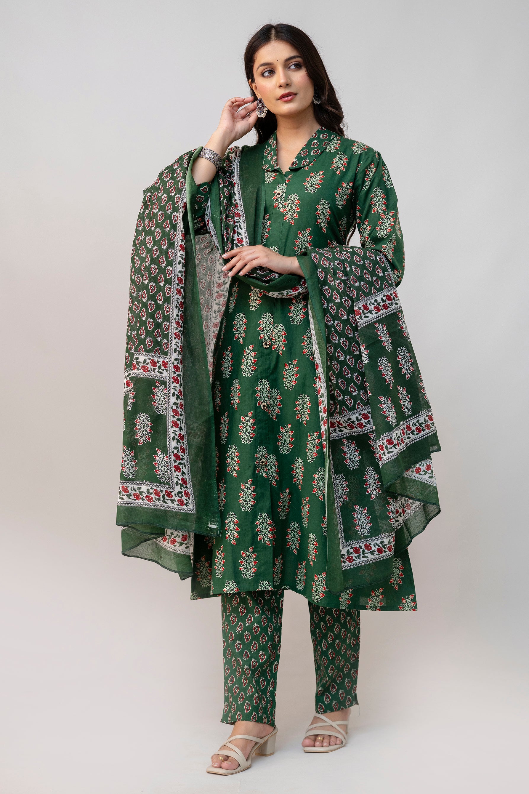 Cotton Green Kurti set