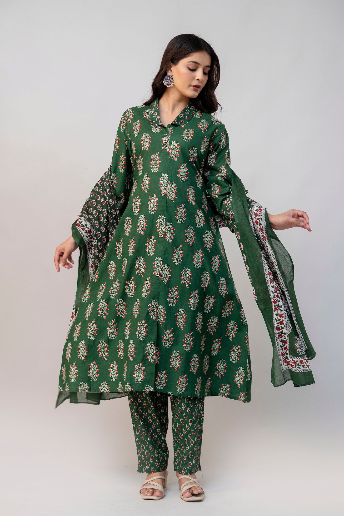 Cotton Green Kurti set