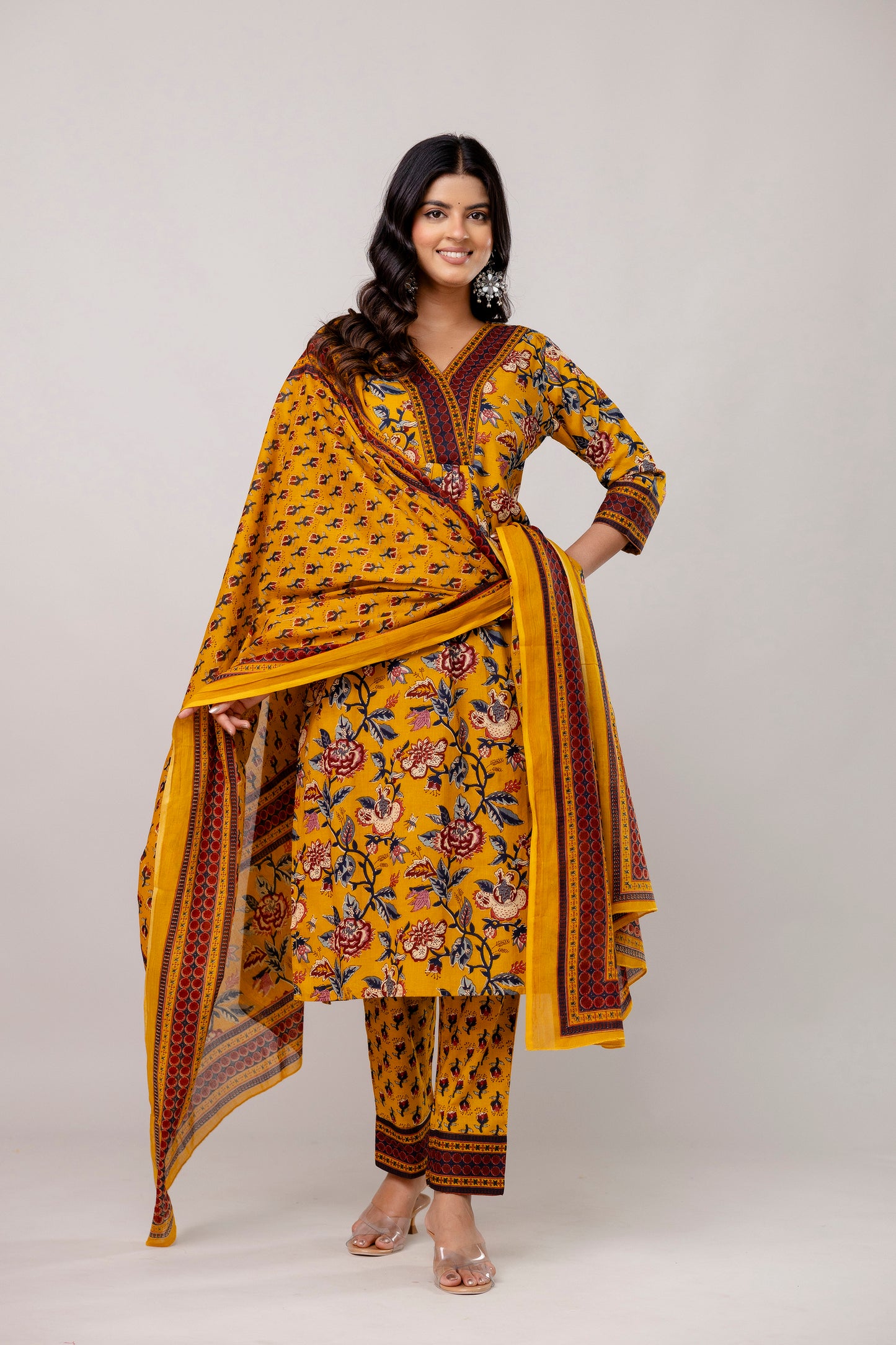 Yellow kurti set for women for haldi