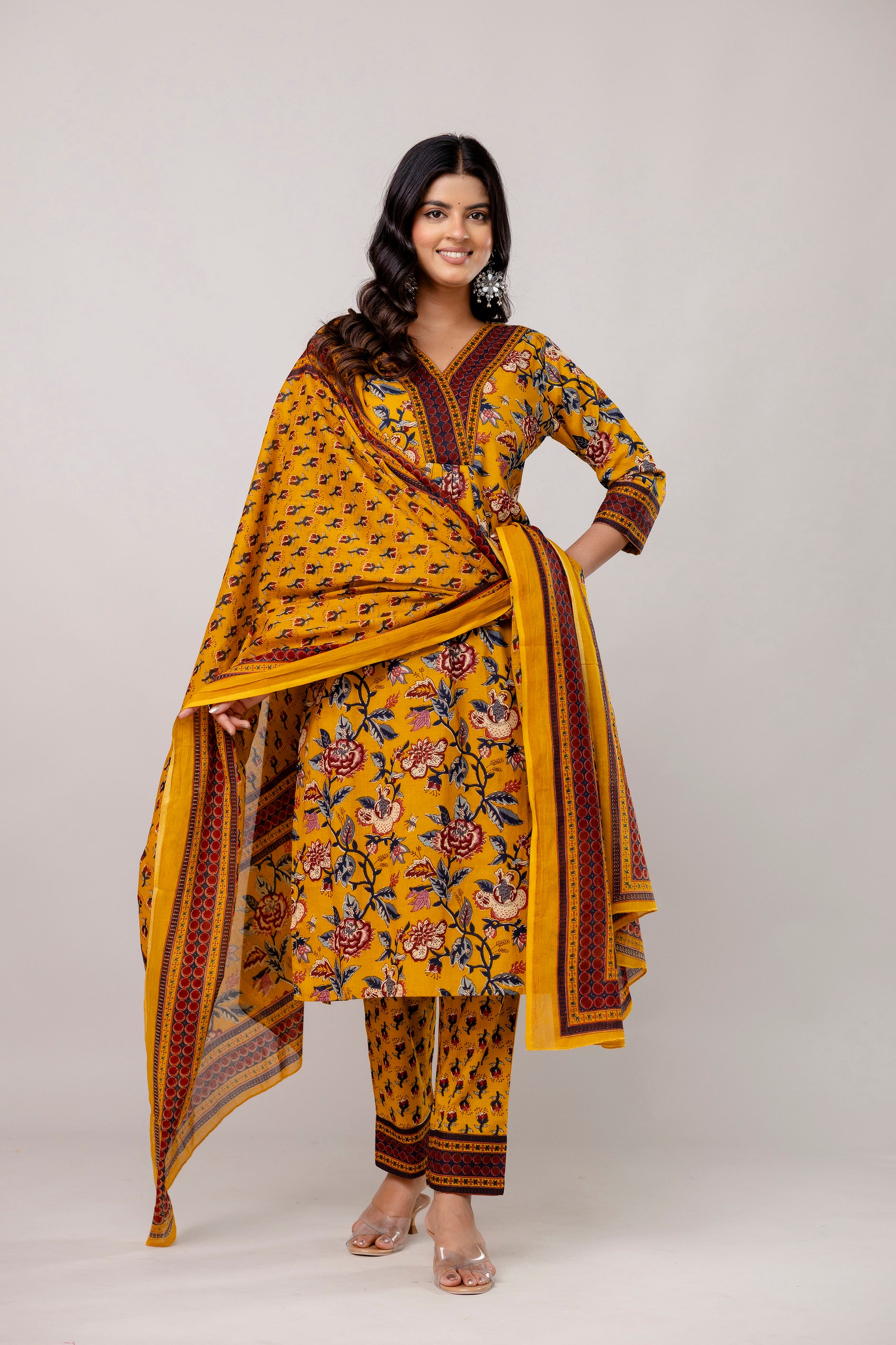 Yellow kurti set for women for haldi