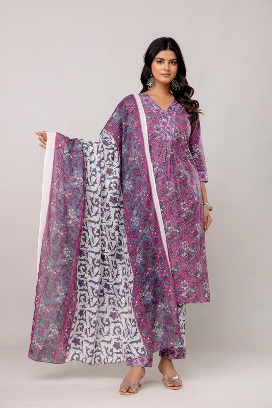 Purple Kurti Set