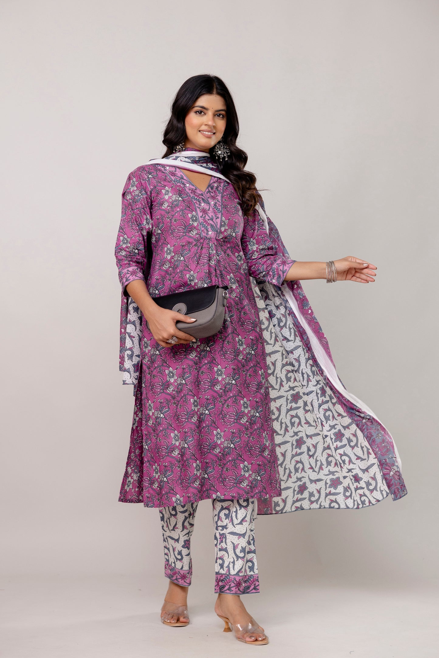 Purple Kurti Set