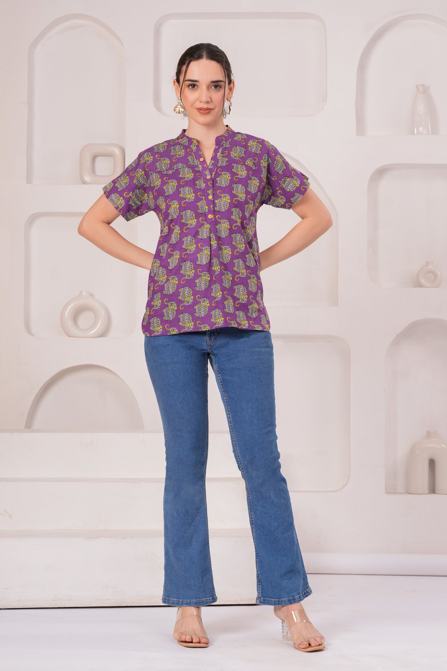 Women cotton printed kurti top