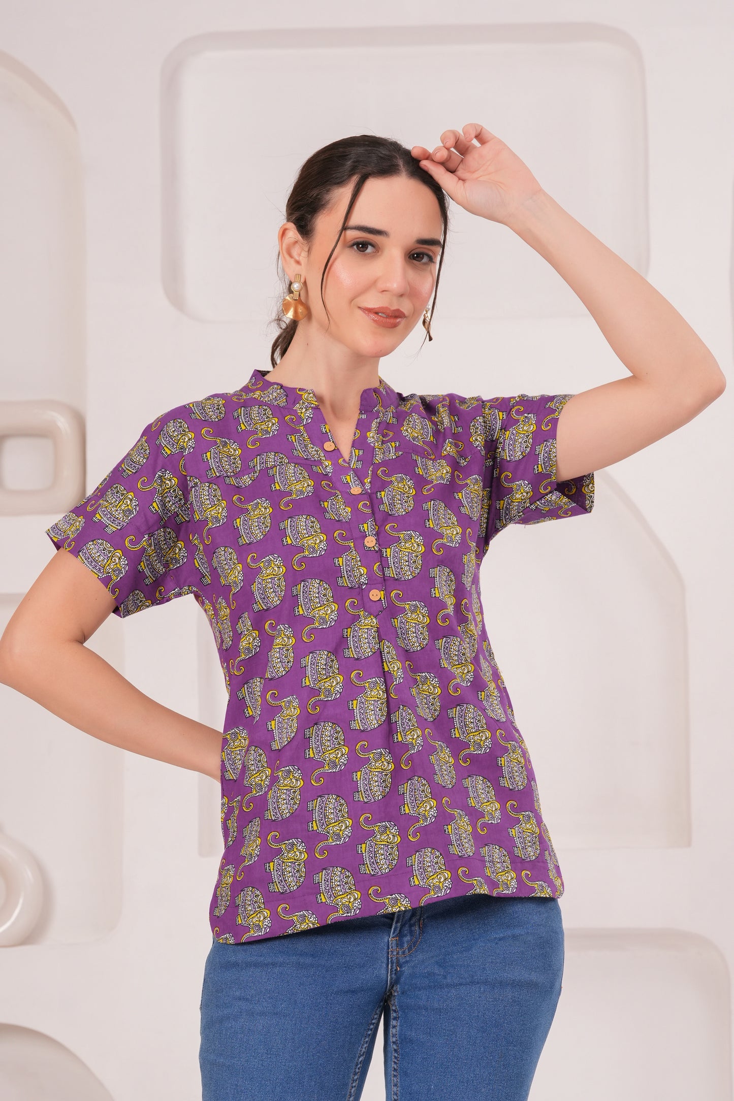 Women cotton printed kurti top