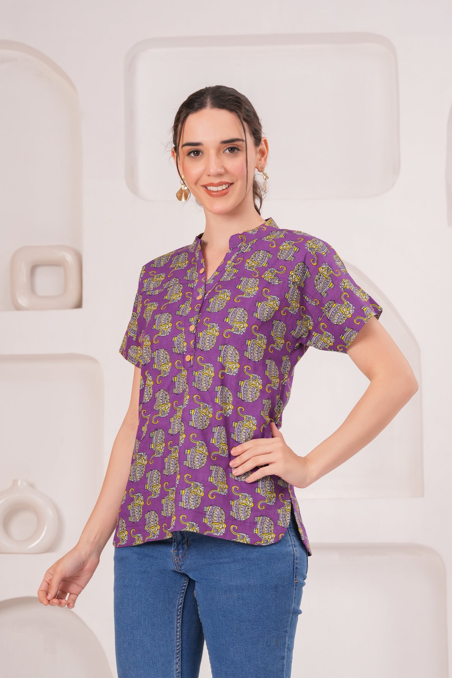 Women cotton printed kurti top