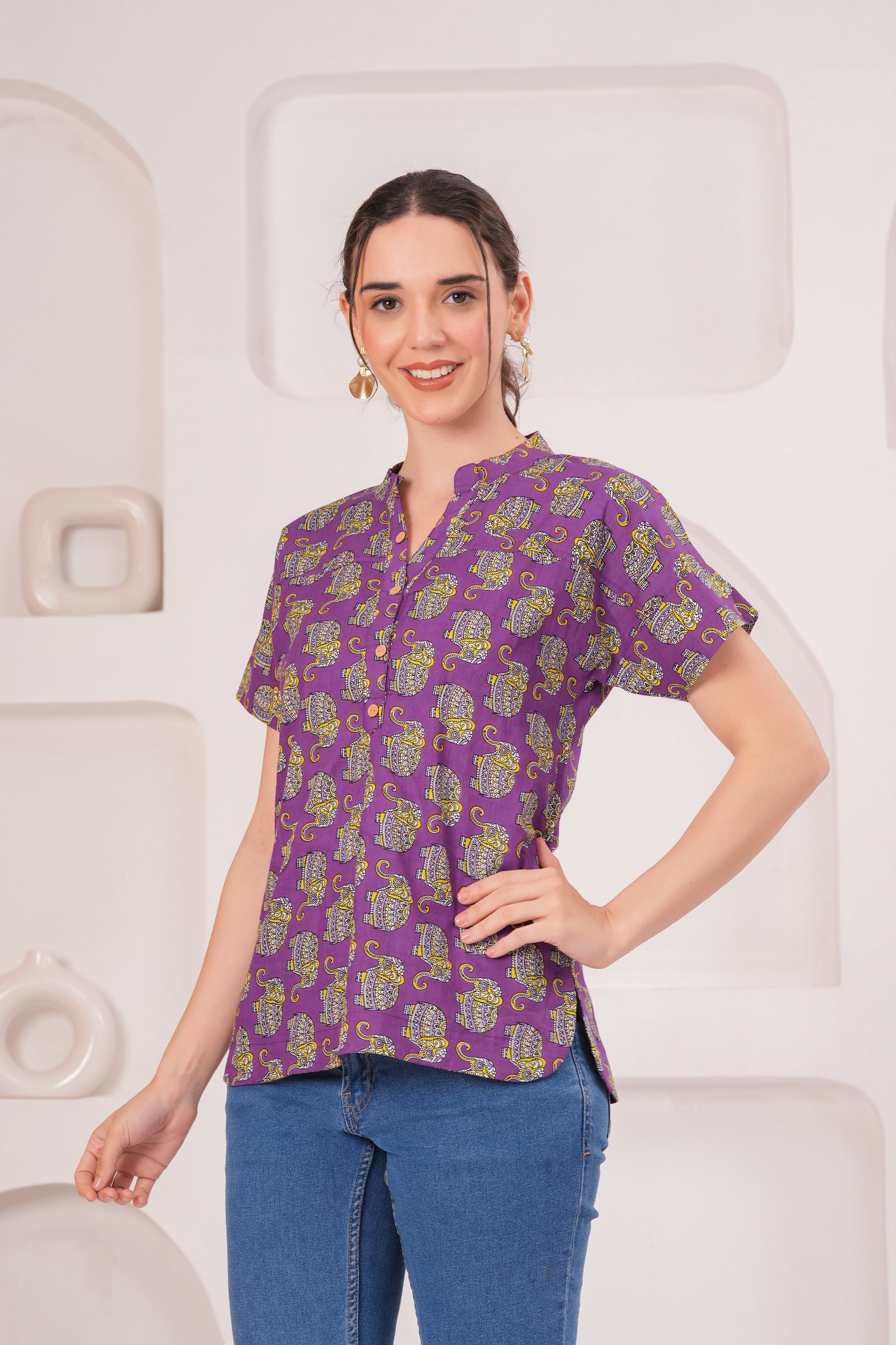 Women cotton printed kurti top