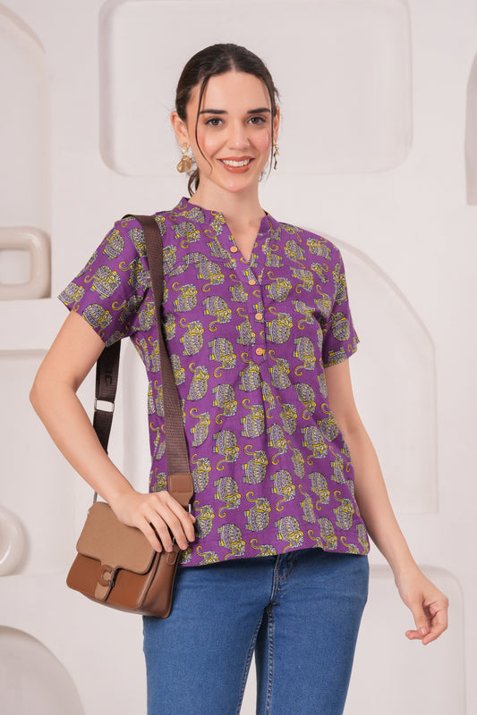 Women cotton printed kurti top
