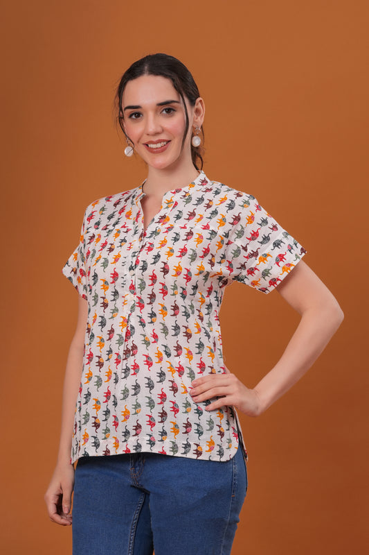 Elephant print cotton kurti
