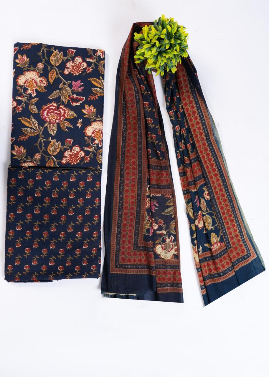 Taj Cotton Top And Bottom With Mulmul Cotton Dupatta (2.50 Meter).