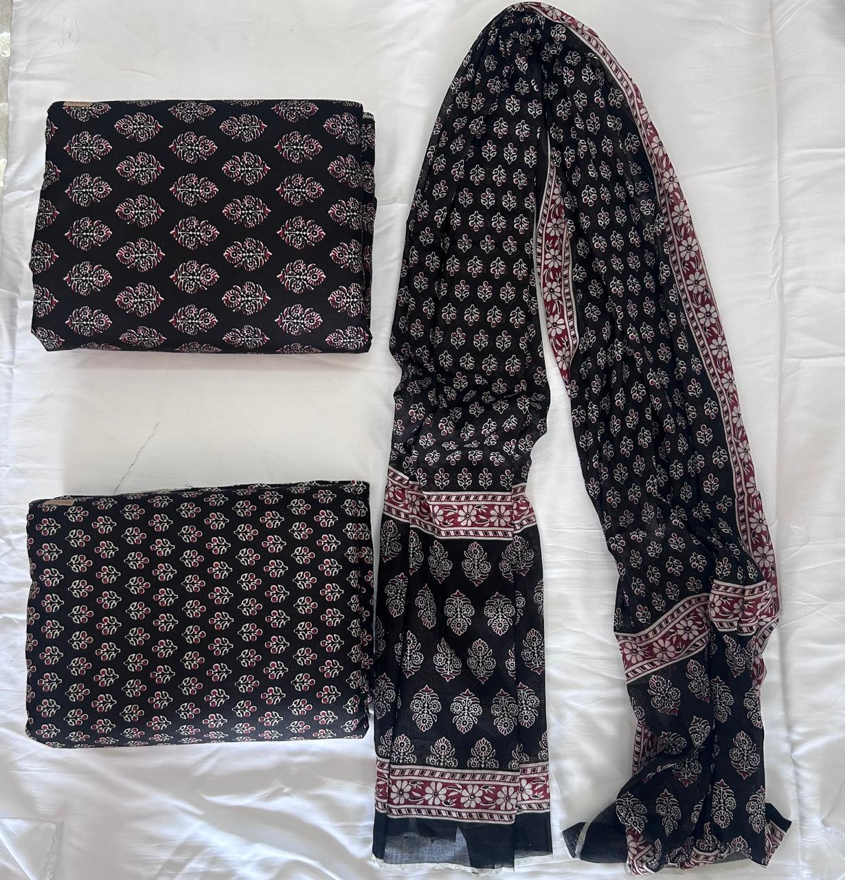 Taj Cotton Top And Bottom With Mulmul  Cotton Dupatta (2.50 Meter).