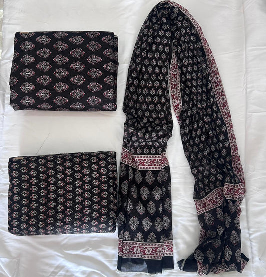 Taj Cotton Top And Bottom With Mulmul  Cotton Dupatta (2.50 Meter).