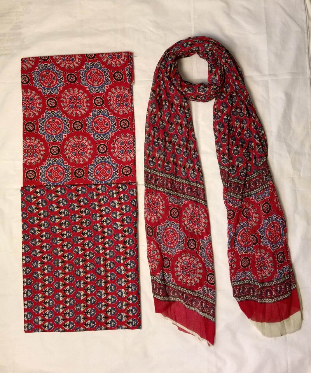 Taj Cotton Top And Bottom With Mulmul Cotton Dupatta (2.50 Meter).