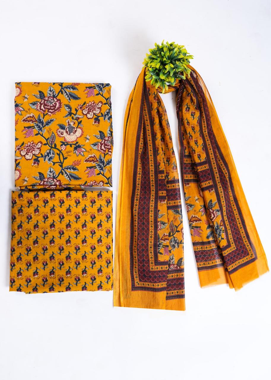 Taj Cotton Top And Bottom With Mulmul  Cotton Dupatta (2.50 Meter).